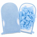 Exfoliating Shower Glove, Body Loofah Bath Mitt with Hanging Loop, Soft Scrub Wash Cloth, Quick Dry Sponge for Men and Women, B-618 (Blue) - image 1