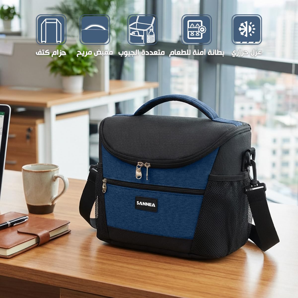 Insulated Lunch Bag 9L Thermal Cooler Tote, Waterproof Leakproof Lunch Box Carrier for Hot Cold Meals Work School Picnic Travel, BB-521 (Blue) - image 2