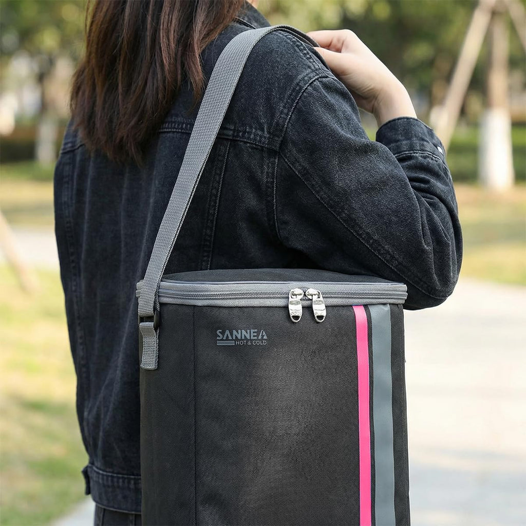 Insulated Lunch Bag 8L Thermal Food Cooler Tote, Waterproof Leakproof Lunch Box Bag for Hot Cold Meals Work School Picnic Travel, BB-569 (Black/Pink) - image 5