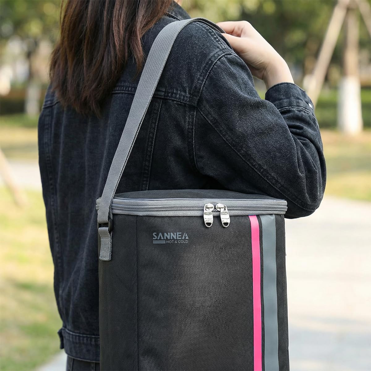 Insulated Lunch Bag 8L Thermal Food Cooler Tote, Waterproof Leakproof Lunch Box Bag for Hot Cold Meals Work School Picnic Travel, BB-569 (Black/Pink) - image 5