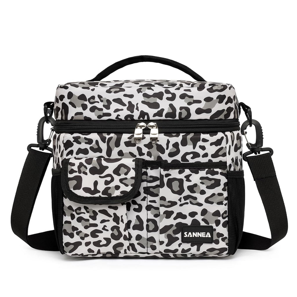 Insulated Lunch Bag 8L Thermal Food Tote, Waterproof Leakproof Cooler Bag for Hot Cold Meals Office School Travel Picnic, BB-535 (Leopard White) - image 1