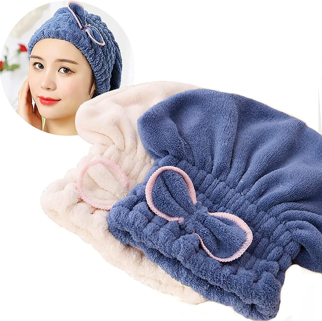 Microfiber Hair Towel Wrap 2 Pack, Quick-Dry Absorbent Hair Turban for Women, Long and Curly Hair, Shower, Makeup, Gym and Travel, Multicolor - image 2