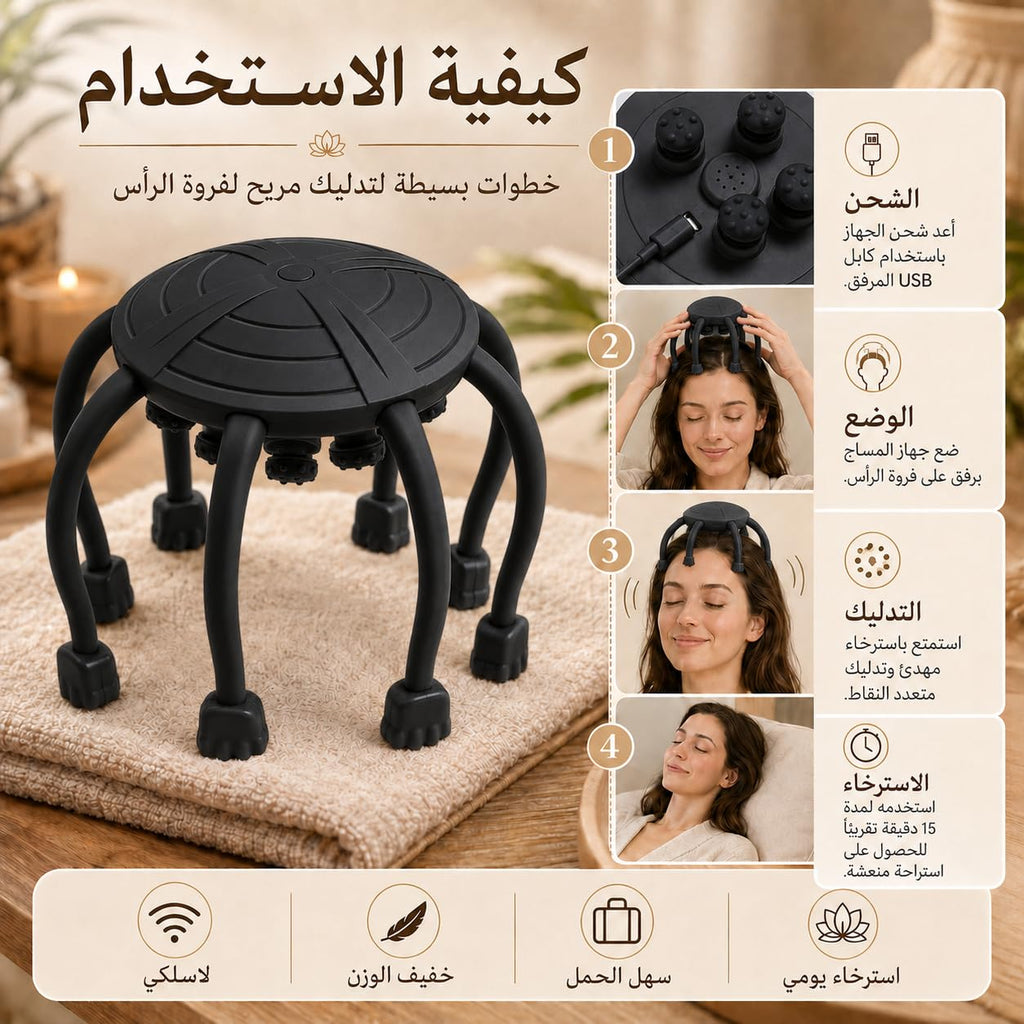 Scalp Massager, Lightweight Head Massage Instrument with Dot Matrix Design and Multiple Modes for Daily Hair and Head Care (Black) - image 5