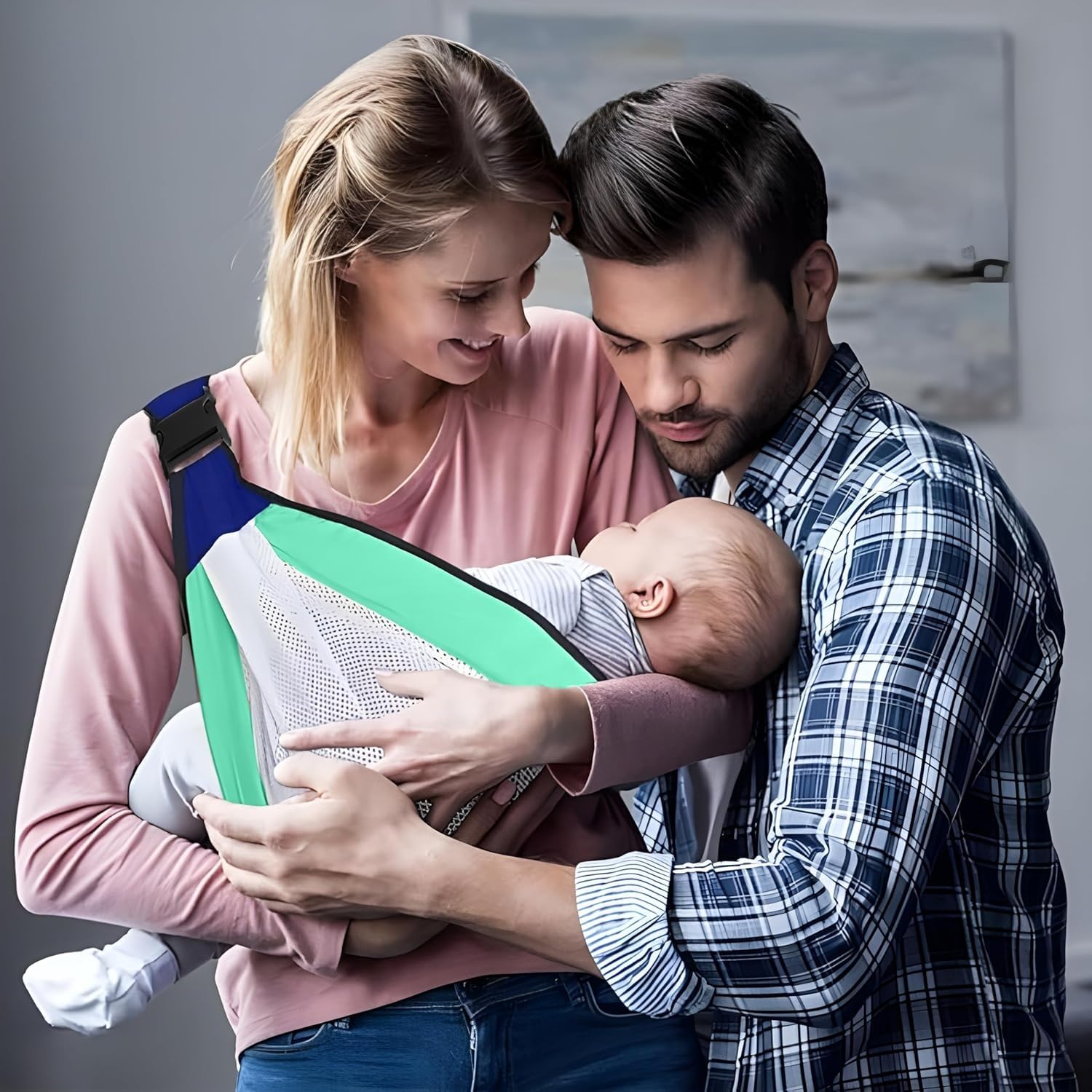 Baby Sling Carrier Adjustable Baby Wrap Carrier for Newborn Infant Toddler, Breathable Cotton Nursing Seat Hands Free Baby Holder for Mom Dad - image 6