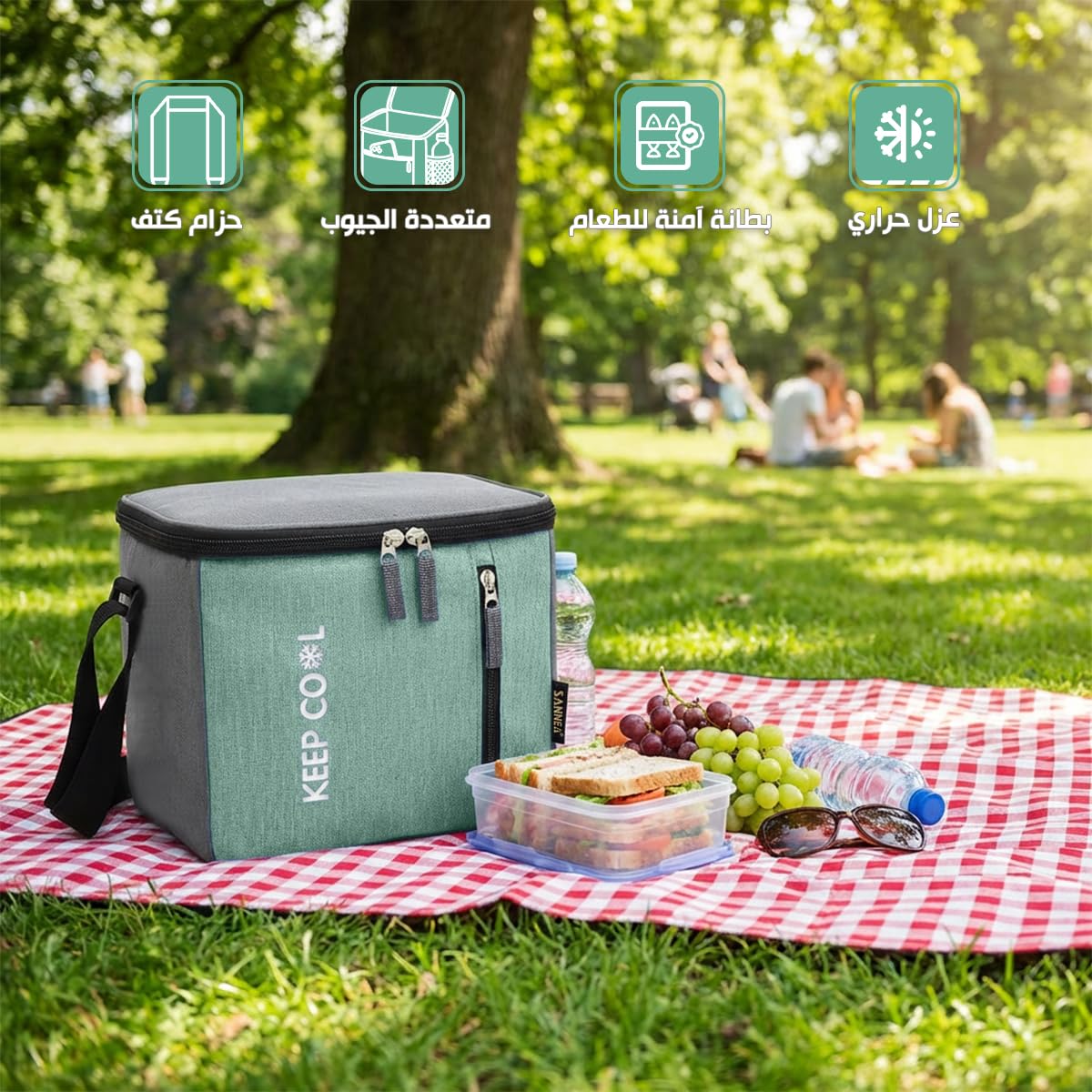 Thermal Lunch Bag 16 L Insulated Cooler Tote Waterproof Leakproof Food Storage Bag for Hot and Cold Meals Work School Picnic Travel, BB-526 (Light Green) - image 2