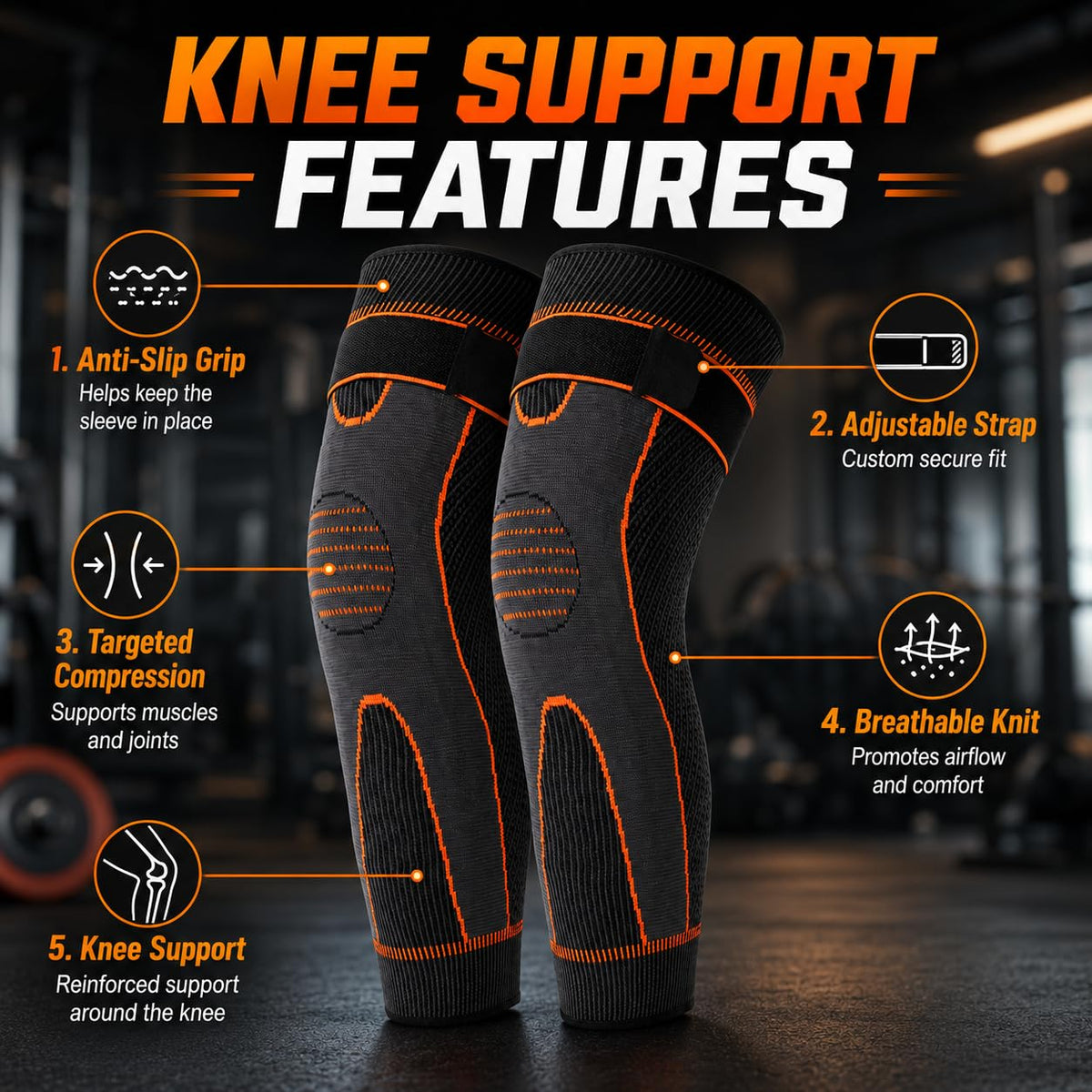 Knee Support Sleeve with Artemisia Argyi, Adjustable Breathable Non-Slip Thermal Knee Warmer Pad for Men and Women, Walking, Standing and Light Activity, Black, SBK-4674 - image 3