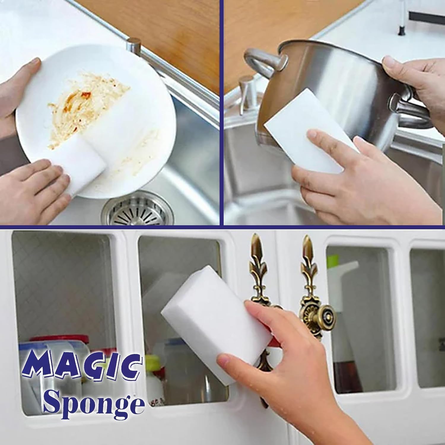 Magic Cleaning Sponge Multipurpose Eraser Pad Reusable Fast Absorbing for Kitchen Bathroom Wall Car Boat Office, 12 PCS - image 7