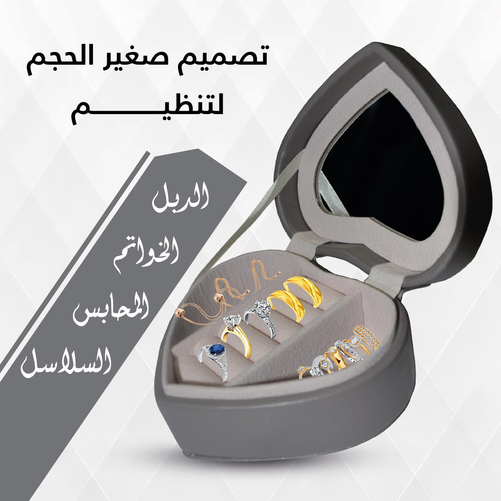 Jewelry Travel Case Organizer Small Jewelry Box with Mirror - Portable PU Leather Storage for Rings, Earrings and Necklaces - Compact Travel Organizer for Women, Grey - image 4