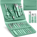 Manicure Set 16 Pieces, Stainless Steel Nail Clippers and Pedicure Tools with Portable Storage Case for Fingernails, Toenails, Cuticles and Brows, Men and Women, Green - image 1