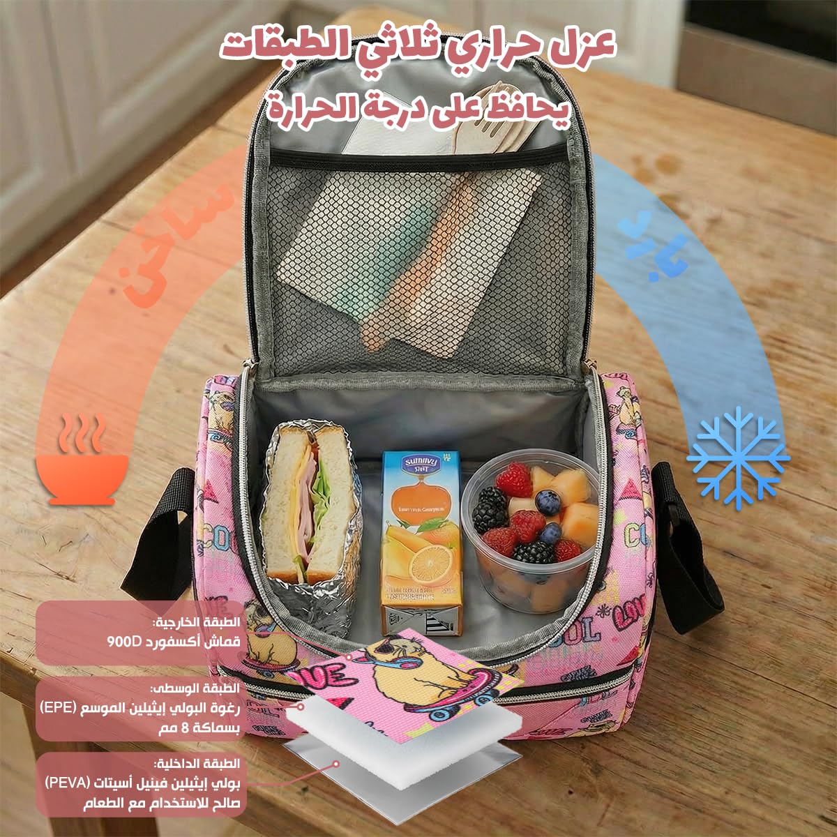 Insulated Lunch Bag 7L, Thermal Cooler Tote with Water-Resistant Design and Leak-Resistant Lining for Work, School, Picnic and Travel, BB-546 (Skater Dog) - image 4