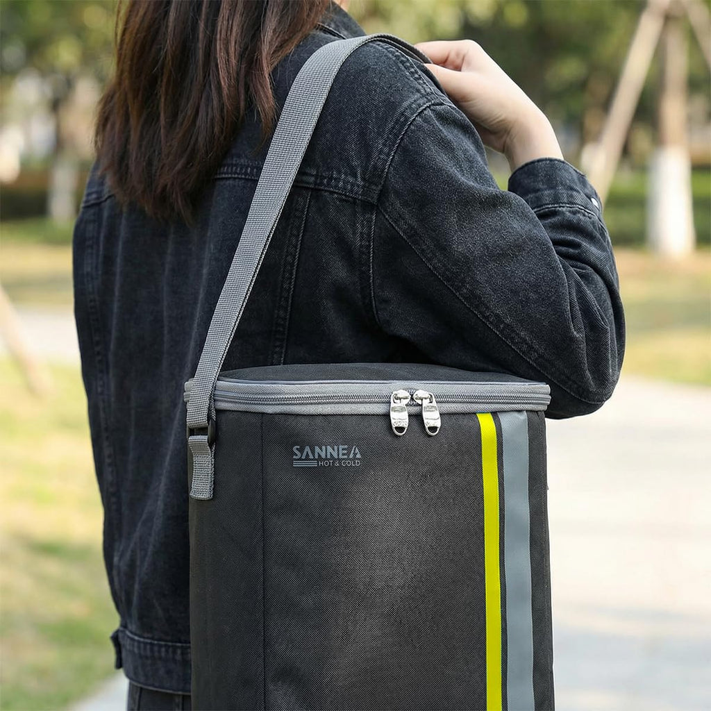 Insulated Lunch Bag 8L, Thermal Cooler Tote with Leak-Resistant Lining for Hot and Cold Meals, Reusable Lunch Box Carrier for Work, School, Picnic and Travel, BB-569, Black/Yellow - image 5