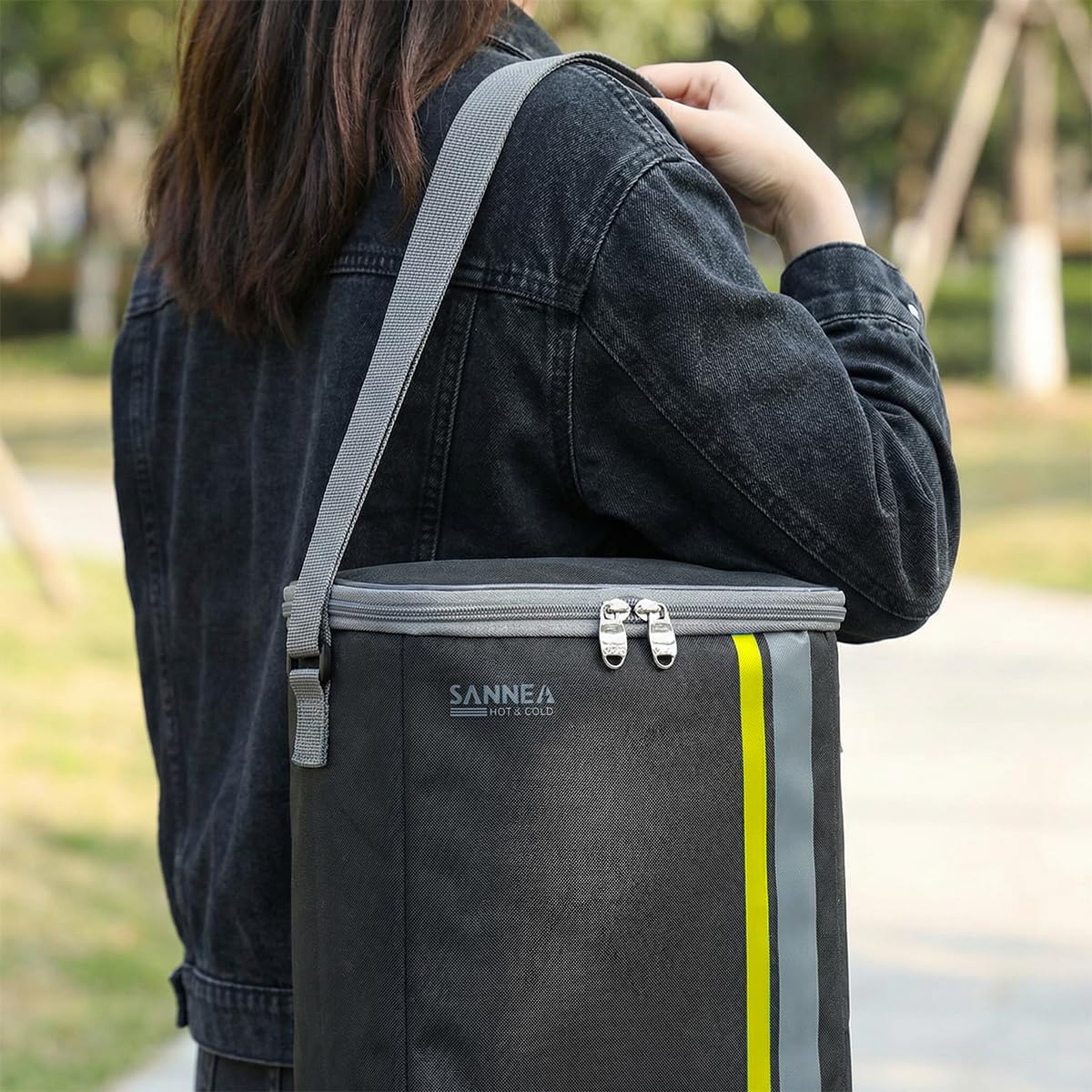 Insulated Lunch Bag 8L, Thermal Cooler Tote with Leak-Resistant Lining for Hot and Cold Meals, Reusable Lunch Box Carrier for Work, School, Picnic and Travel, BB-569, Black/Yellow - image 5