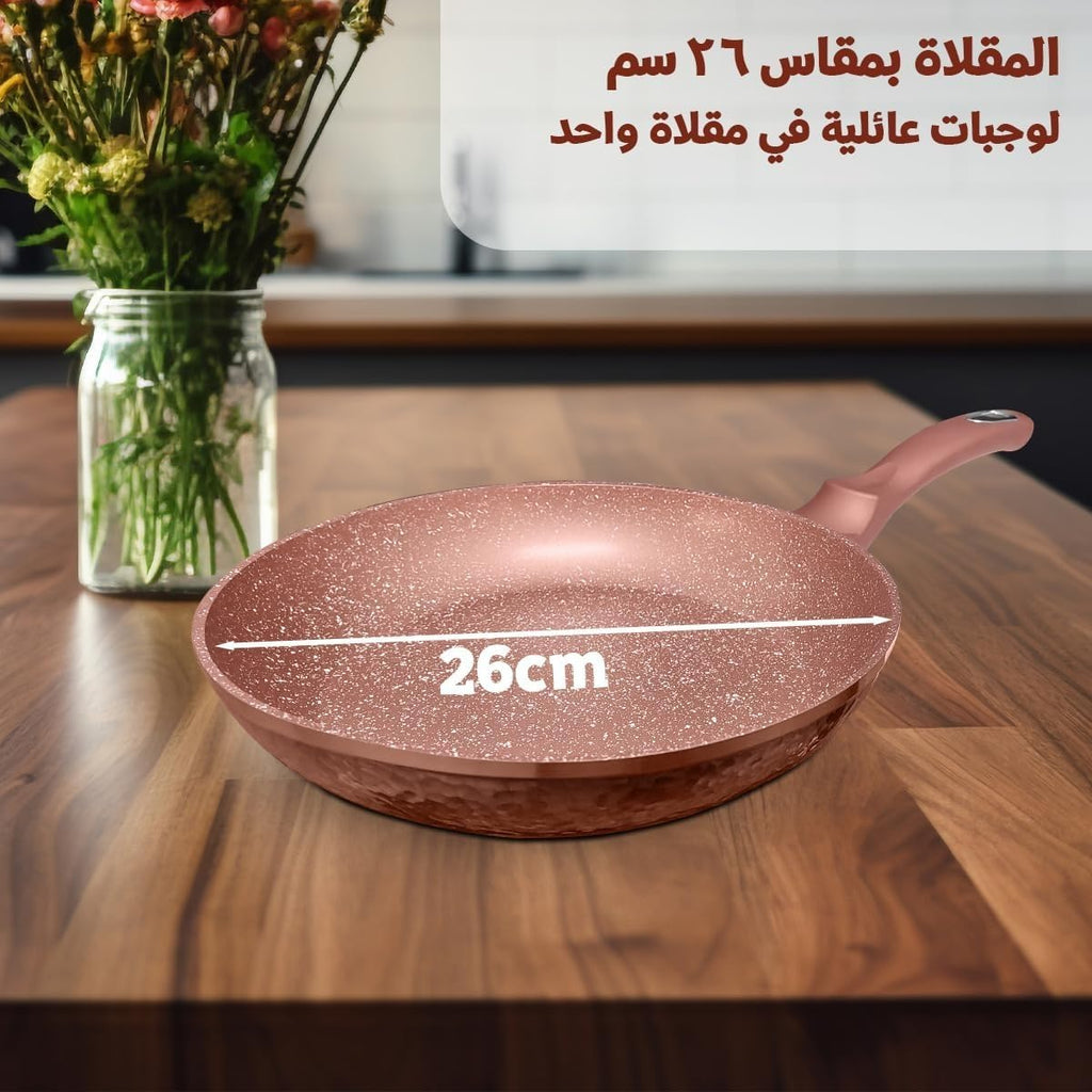 Frying Pan 26 cm, Non-Stick Granite Coated Skillet with Heat-Resistant Soft-Touch Handle, Easy-Clean Cooking Pan for Gas Stoves - image 2