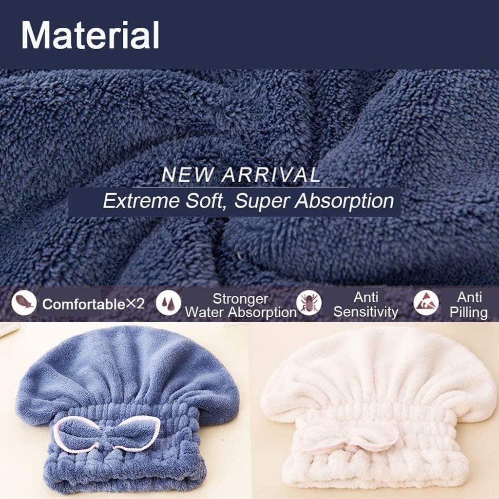 Microfiber Hair Towel Wrap 2 Pack, Quick-Dry Absorbent Hair Turban for Women, Long and Curly Hair, Shower, Makeup, Gym and Travel, Multicolor - image 3