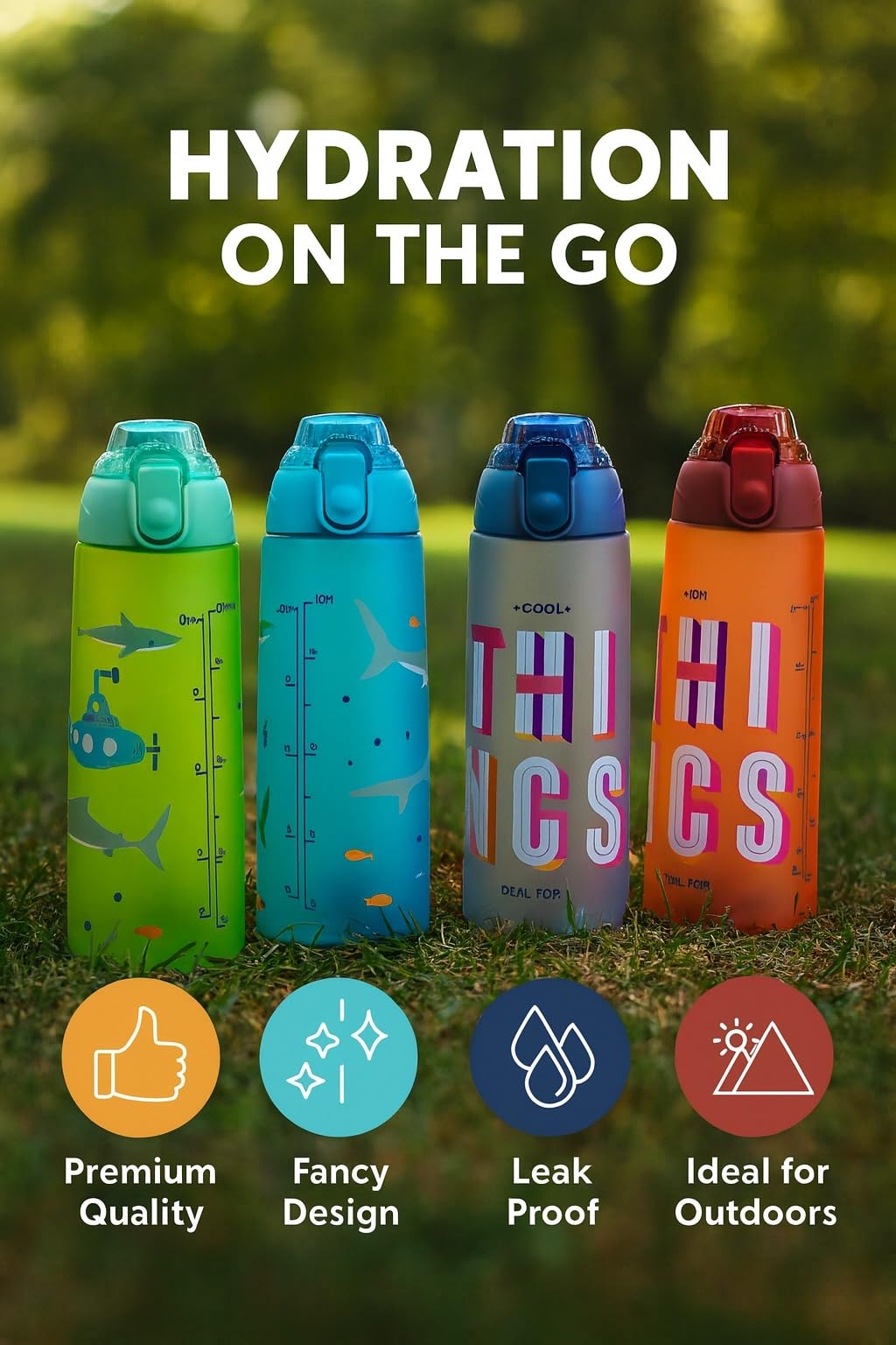 Water Bottle with Strap 800ml - Sports Bottle for Kids, Leak Proof, BPA Free, Reusable - Motivational for School, Travel, Students, Picnic & Home Use (Burgundy) - image 2