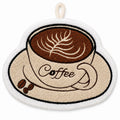 Kitchen Towel, Soft Absorbent Microfiber Hand and Dish Cloth with Hanging Loop for Drying, Wiping Counters, Sinks and Kitchen Surfaces, Coffee Cup Design, J-457B, Coffee Cup - image 1