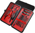 Manicure Set Stainless Steel Nail Clippers Pedicure Grooming Kit for Men Women Nail Eyebrow Ear Care with Portable Travel Case Black Red - image 1