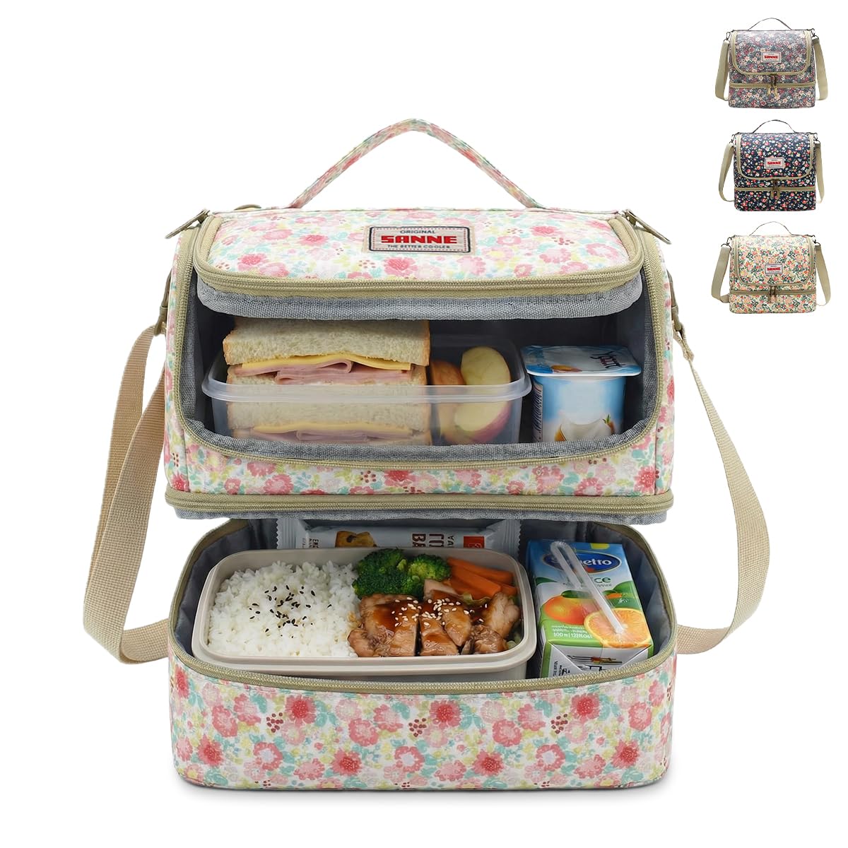 Insulated Lunch Bag 11L, Thermal Cooler Tote with Wide Opening, Water-Resistant and Leak-Resistant Food Storage Bag for Work, School, Travel and Picnic, BB-549 (Pastel Floral) - image 1