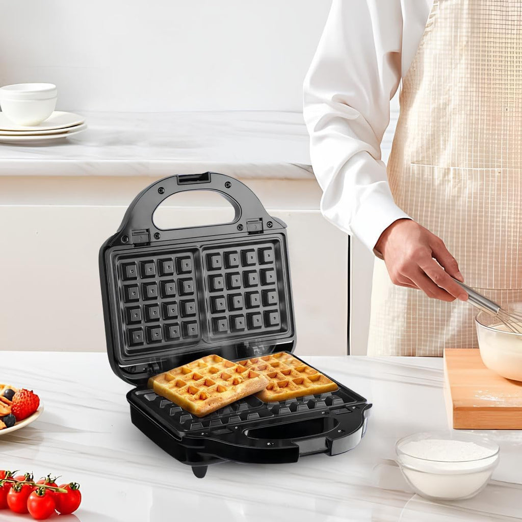 Sandwich Maker 3 in 1, 750W Waffle Maker and Grill with Interchangeable Non-Stick Plates, Cool-Touch Handle, Automatic Temperature Control, Ready Lights and Non-Slip Feet, KC1209 - image 7