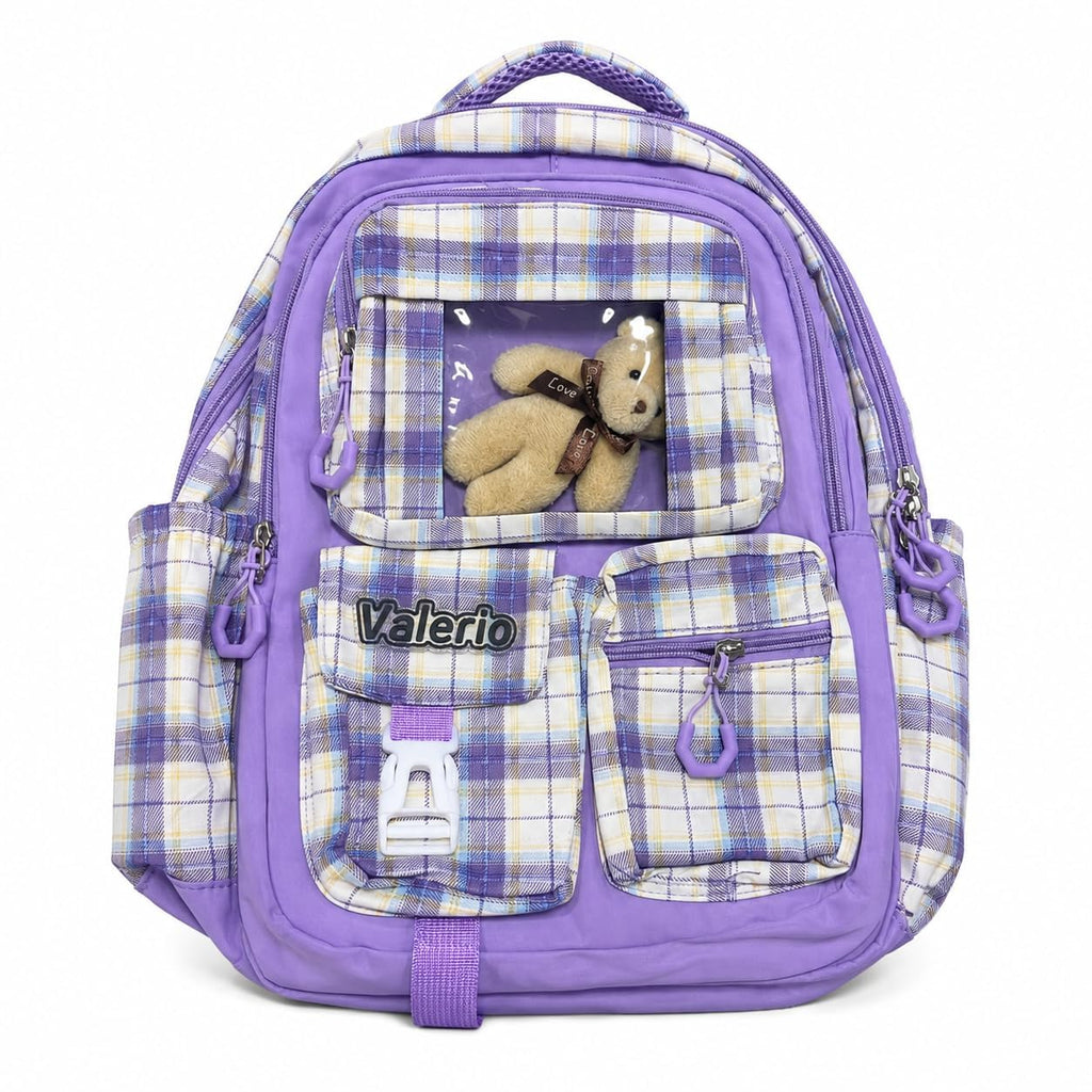 School Backpack for Nursery and Daily Use, Multi-Pocket Student Bookbag for Day Trips, Activities and Everyday Essentials, Plaid - image 1