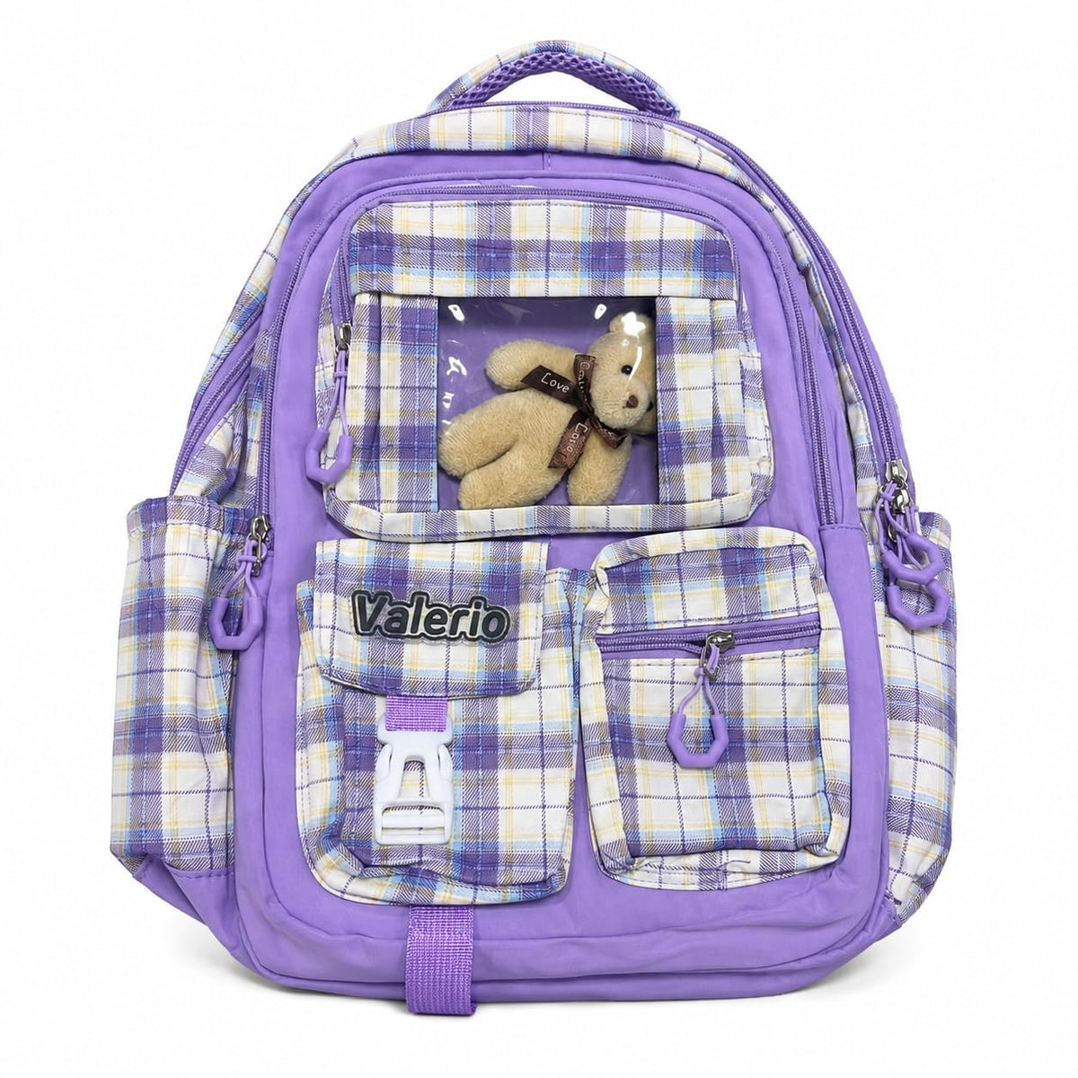 School Backpack for Nursery and Daily Use, Multi-Pocket Student Bookbag for Day Trips, Activities and Everyday Essentials, Plaid - image 1