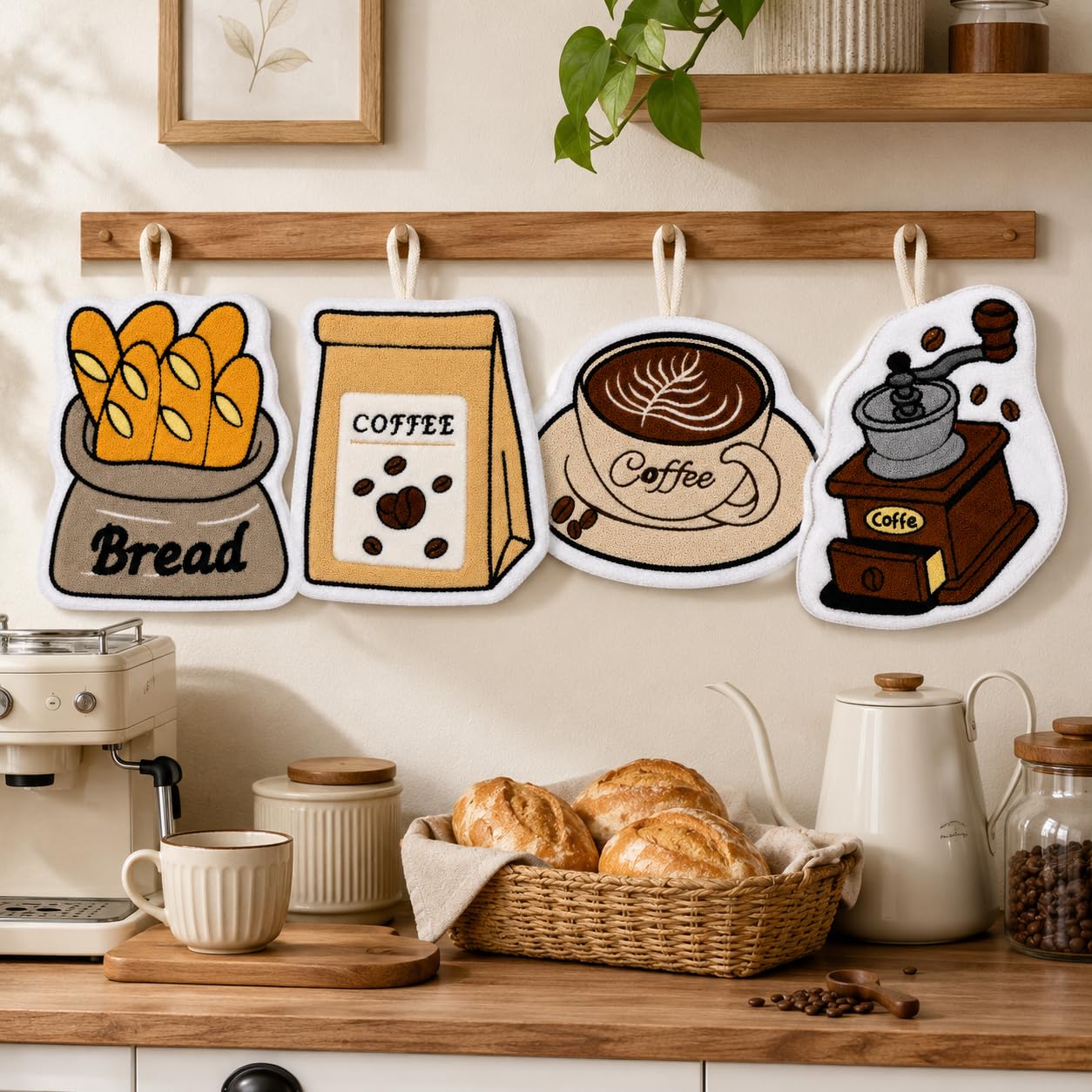 Kitchen Towel with Hanging Loop, Soft Absorbent Reusable Dish Cloth for Drying Hands, Dishes, Countertops and Kitchen Surfaces, 4 pcs, J-457B - image 6