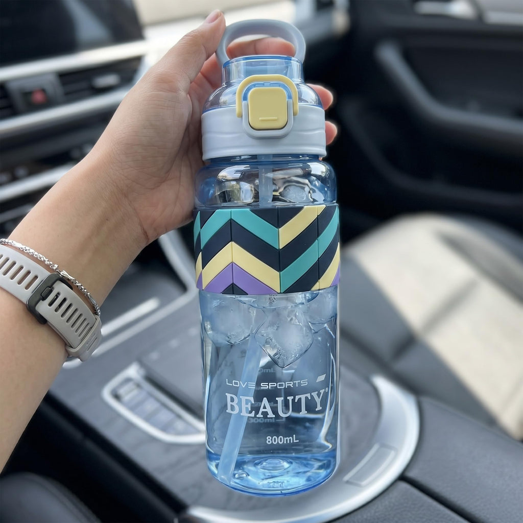 Sports Water Bottle 800ml with Carry Handle, BPA-Free Leak-Resistant Plastic Drinking Bottle for Gym, Fitness, School, Office, Travel and Outdoor Use, FL-1312, Blue - image 7