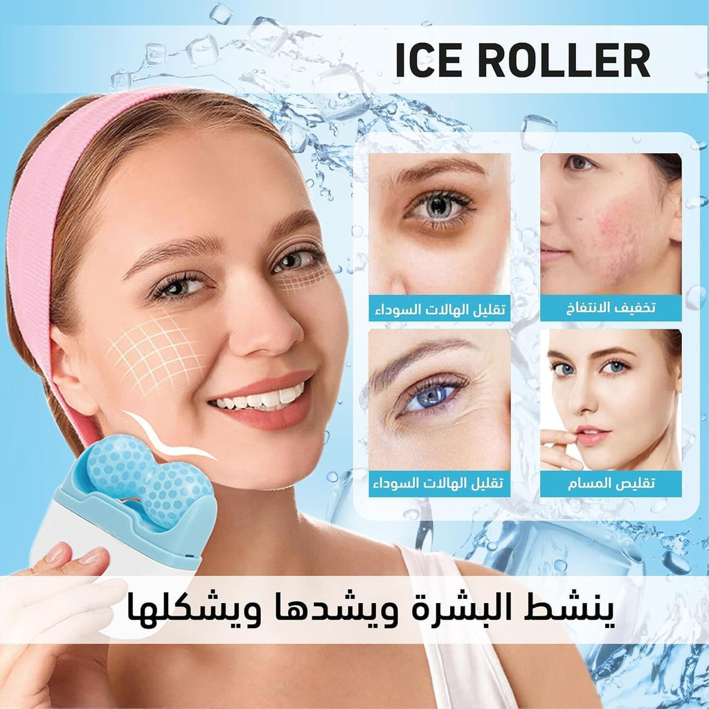 Ice Roller 2 in 1, Mini Portable Cooling Face Roller for Eyes, Face and Body, Reusable Skin Care Massager for Temporary De-Puffing and Refreshing Care, Blue - image 3