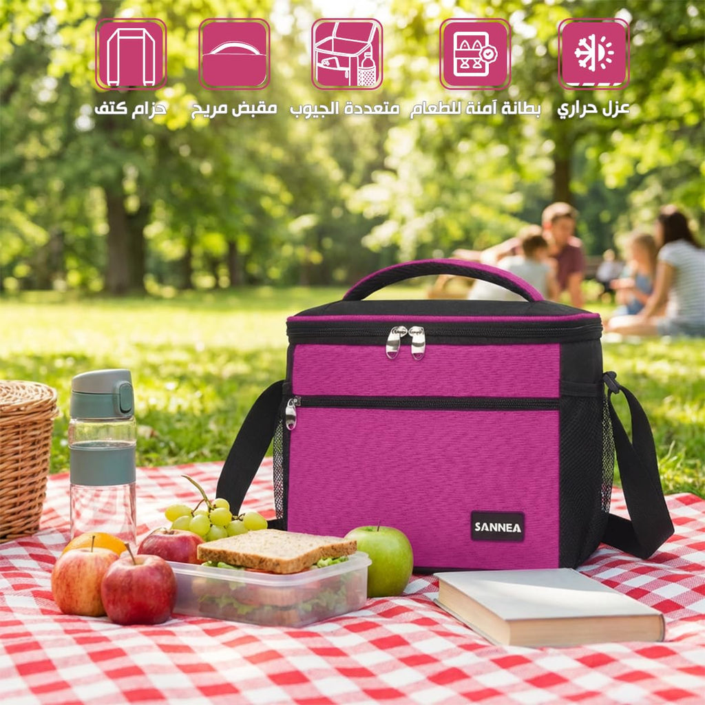 Lunch Bag Insulated Food Cooler Bag 9 L Waterproof Leakproof Lunch Box Tote for Hot and Cold Meals Work School Picnic Storage Bag, BB-520 (Pink) - image 2