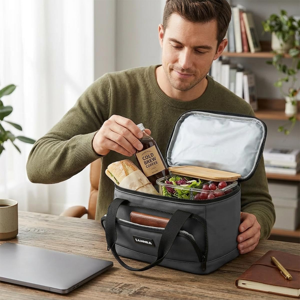 Lunch Bag 7 L, Insulated Thermal Cooler Tote, Waterproof Leakproof Food Storage for Hot and Cold Meals, Work, School, Travel and Picnic, BB-561 (Grey) - image 5