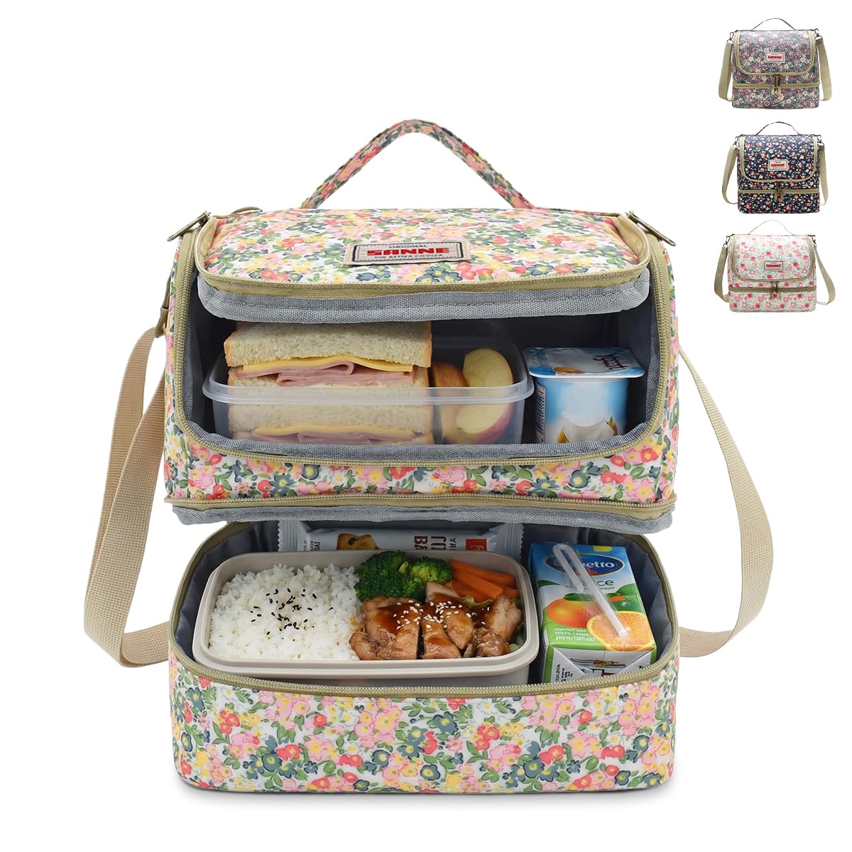 Insulated Lunch Bag 11L Thermal Cooler Tote, Waterproof Leak-Resistant Lunch Box Carrier for Work School Picnic Travel, BB-549 (Liberty Floral) - image 1