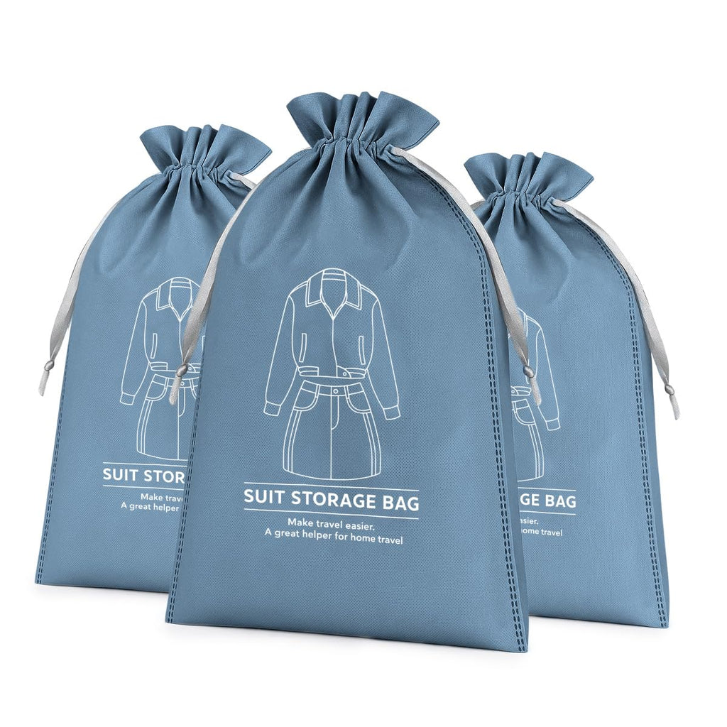 Suit Storage Bag 3Pcs - Travel Organizer for Men and Women, Dustproof Travel Storage, Multifunctional Packing Pouch, Ideal for Clothes, Socks and Towel, Suitcase 35x47CM (Light Blue) - image 1