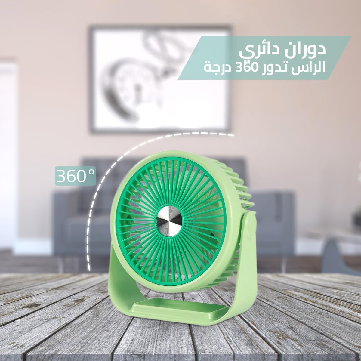 Portable Hand Fan, Mini Rechargeable USB Desk Fan with Stand, 3 Speed Settings and 5W Power for Home, Office and Travel, ZB124(Green) - image 4
