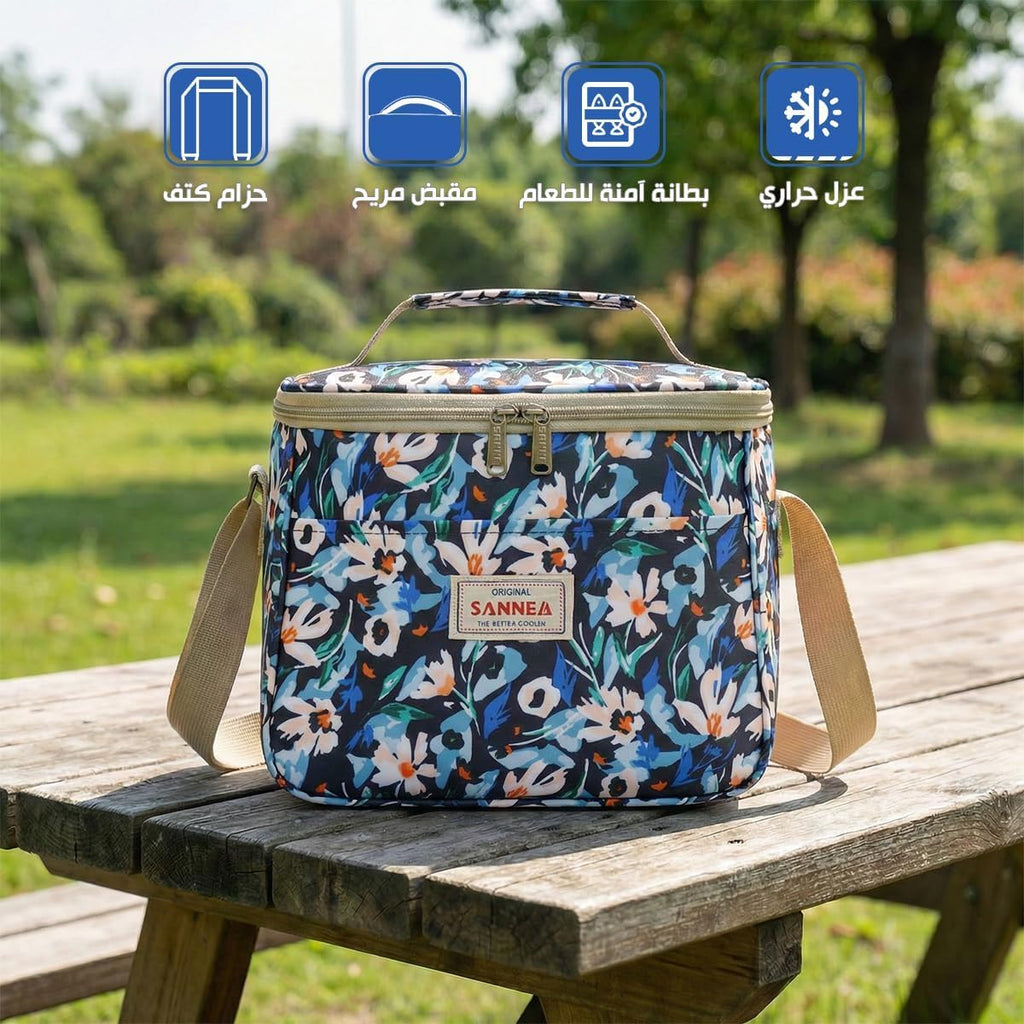Insulated Lunch Bag 7.5L, Thermal Cooler Tote with Leak-Resistant Lining for Hot and Cold Food, Reusable Meal Bag for Work, School, Travel and Picnic, BB-548 (Blue Floral) - image 2