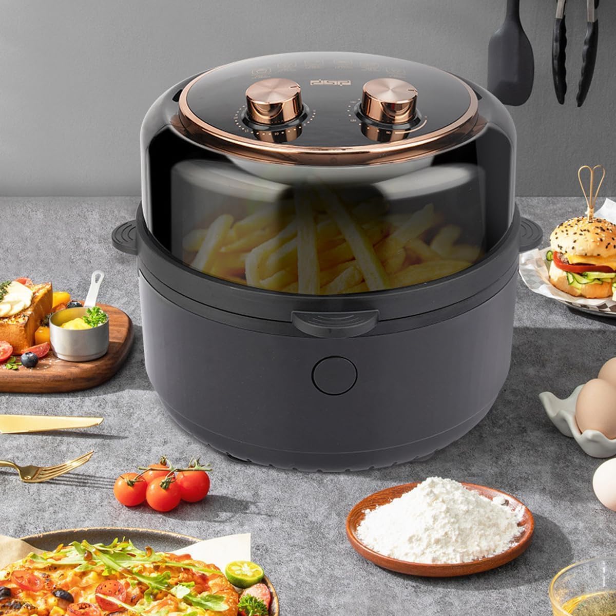 Air Fryer 5.5 L Digital Oilless Fryer, 1350 W Hot Air Cooker with 360° Thermal Cycle, Adjustable Temperature, Auto Timer Shut Off, 3-Piece Accessories Set, KB-2122 - image 7