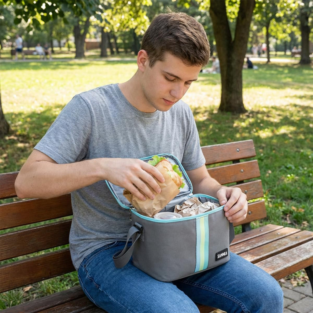 Lunch Bag 6 L, Thermal Cooler Tote, Waterproof Leakproof Lunch Box Carrier for Hot and Cold Food, Work School Picnic Travel, BB-528 (Grey) - image 5