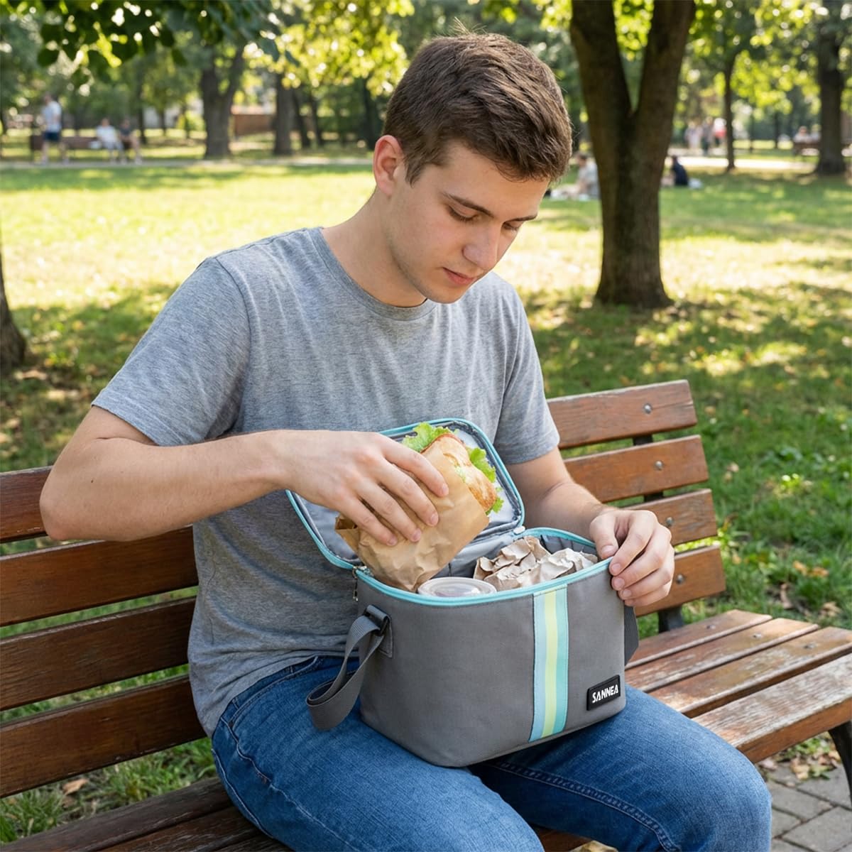 Lunch Bag 6 L, Thermal Cooler Tote, Waterproof Leakproof Lunch Box Carrier for Hot and Cold Food, Work School Picnic Travel, BB-528 (Grey) - image 5