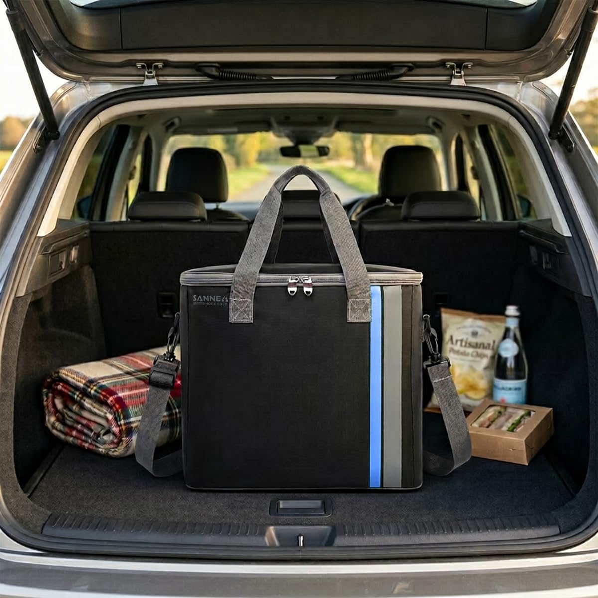 Lunch Bag, Insulated Thermal Cooler Tote 22 L, Waterproof Leakproof Food Storage for Hot and Cold Meals, Picnic, Work, School and Travel, hanso, BB-571 (Black/Blue) - image 6