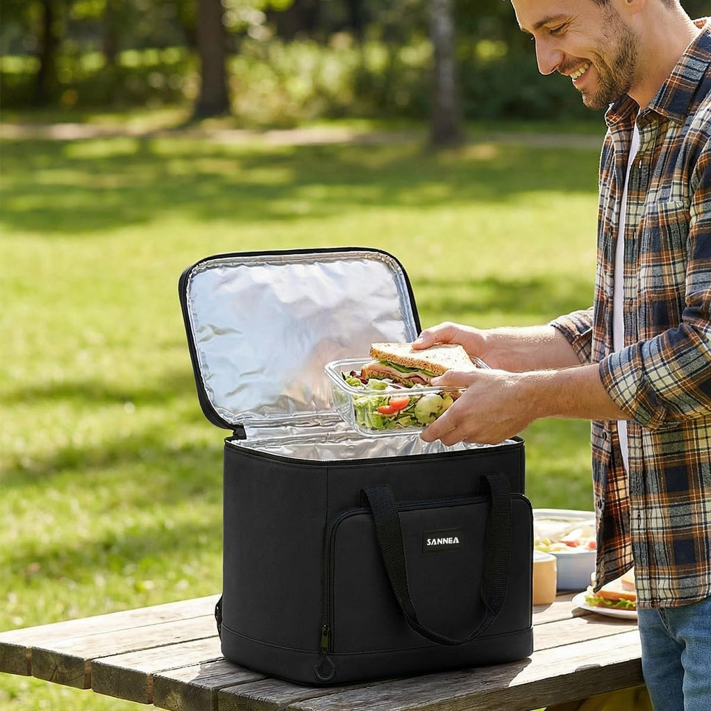 Insulated Lunch Bag 18L, Large Thermal Cooler Tote with Leak-Resistant Lining for Hot and Cold Food, Reusable Meal Bag for Work, School, Picnic and Travel, BB-563 (Black) - image 5