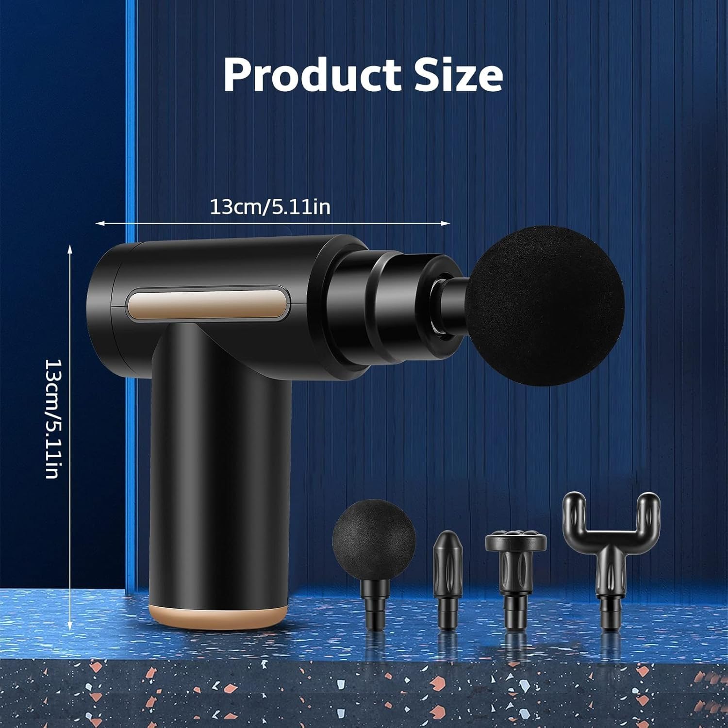 Massage Gun Mini Portable Handheld Percussion Device with 4 Heads, LCD Display and 6 Speed Levels, Cordless Muscle Massager for Neck Back Legs, Silver - image 4