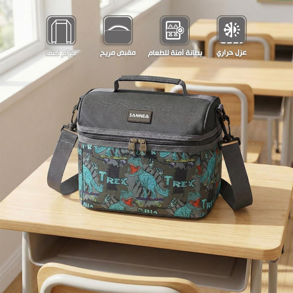Insulated Lunch Bag 8L Thermal Cooler Bag, Waterproof Leakproof Lunch Box Tote for Hot Cold Food Storage, School Work Picnic Travel, BB-545 (T-Rex) - image 2