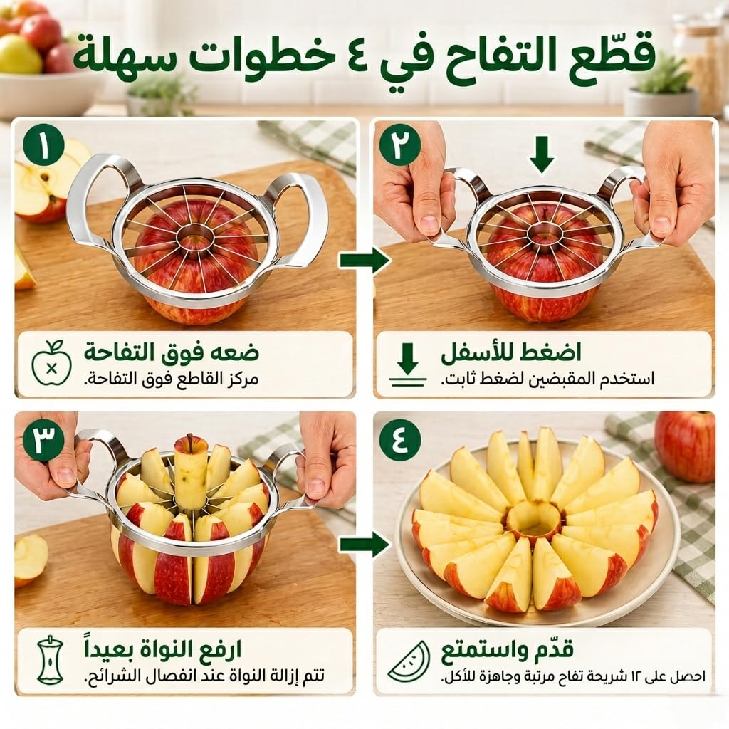 Apple Slicer and Corer 12 Slice, Stainless Steel Fruit Cutter and Manual Wedger for Apples and Pears, Easy-Clean Kitchen Tool, XE-47 - image 5