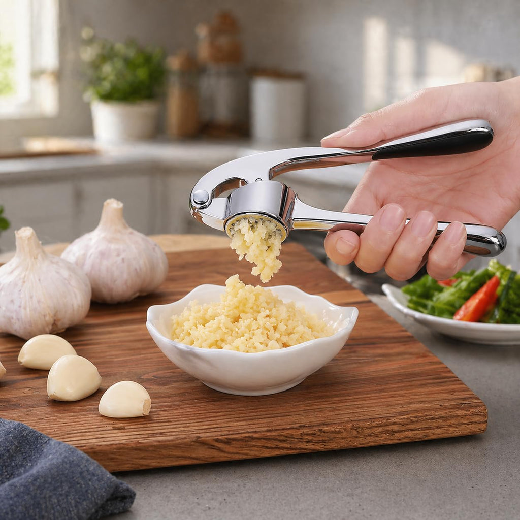 Garlic Press, Stainless Steel Manual Garlic Crusher and Mincer with Ergonomic Handle, Easy-Clean Kitchen Tool for Garlic Cloves, XD-81 - image 6