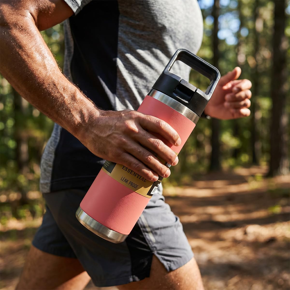 Water Bottle 540ml Vacuum Insulated Stainless Steel Double Wall Thermal Flask, Straw Lid and Carry Handle, Leakproof BPA-Free Travel Gym Office F-1550 (Pink) - image 7