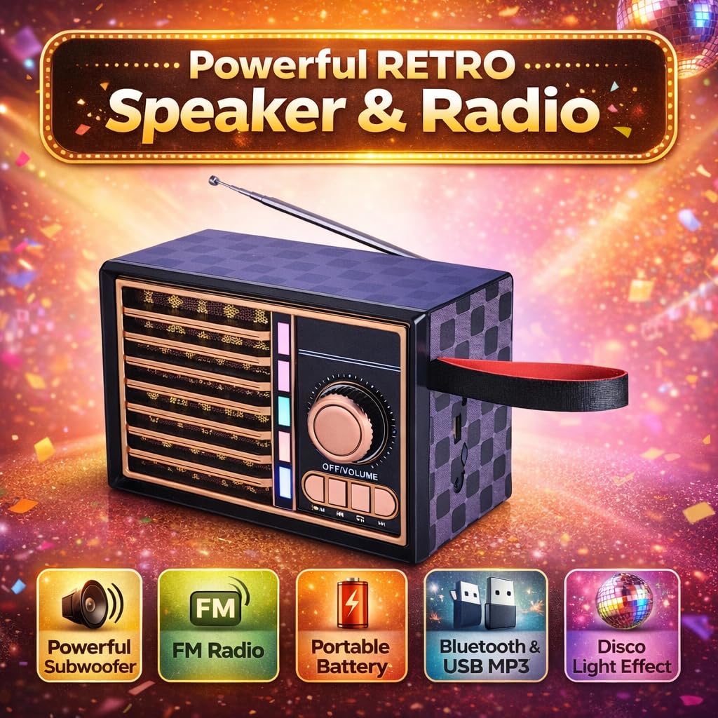 Bluetooth Speaker, Portable Wireless Speaker with FM Radio, RGB Light, Hands-Free Calling, High-Sensitivity Antenna, AUX Input and TF Card Support (Black) - image 2
