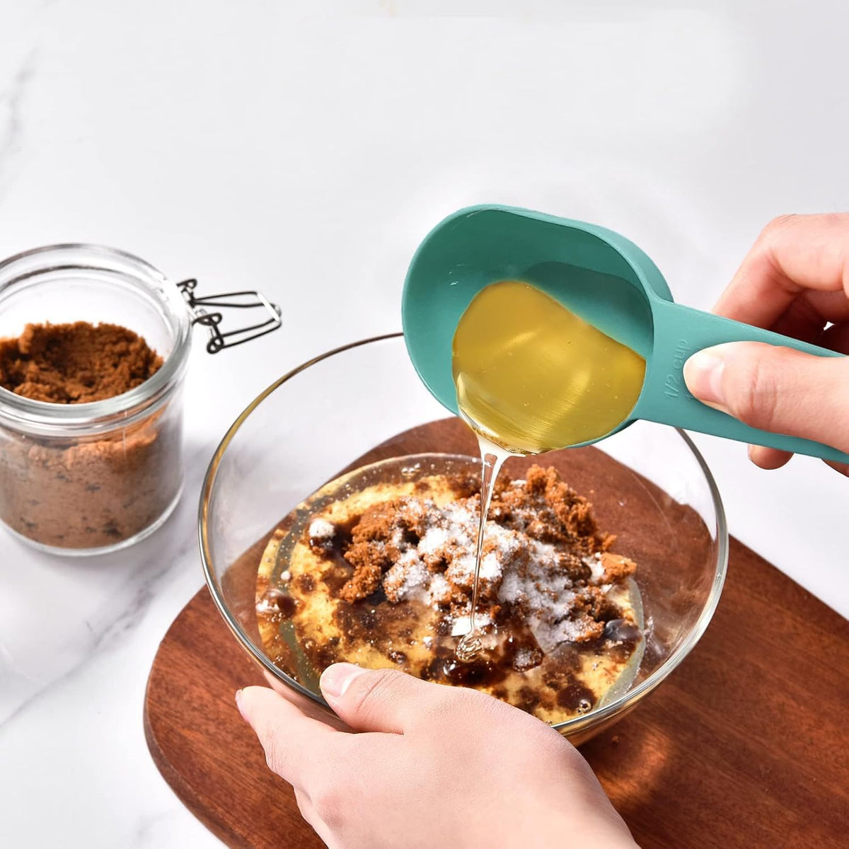 Measuring Cup Set 5 Piece BPA Free Plastic 30 60 80 125 250 ml Nesting Stackable for Dry Liquid Ingredients Kitchen Baking Cooking Tools Green - image 7