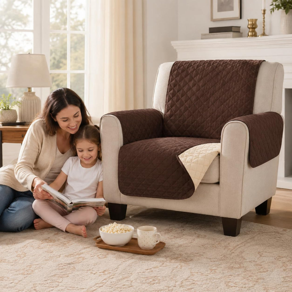Recliner Chair Cover, Non-Slip Machine-Washable Polyester Seat Protector for Dogs, Cats and Daily Home Use, Sofa and Armchair Furniture Cover, SB-280, Brown - image 7