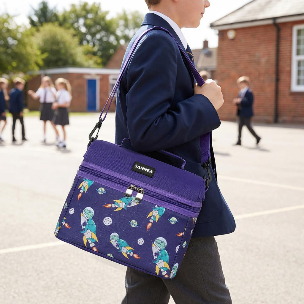 Kids Lunch Bag 8L Insulated Thermal Cooler Tote, Waterproof Leakproof Lunch Box Carrier for School Picnic Travel Design, BB-545 (Space Dino) - image 6