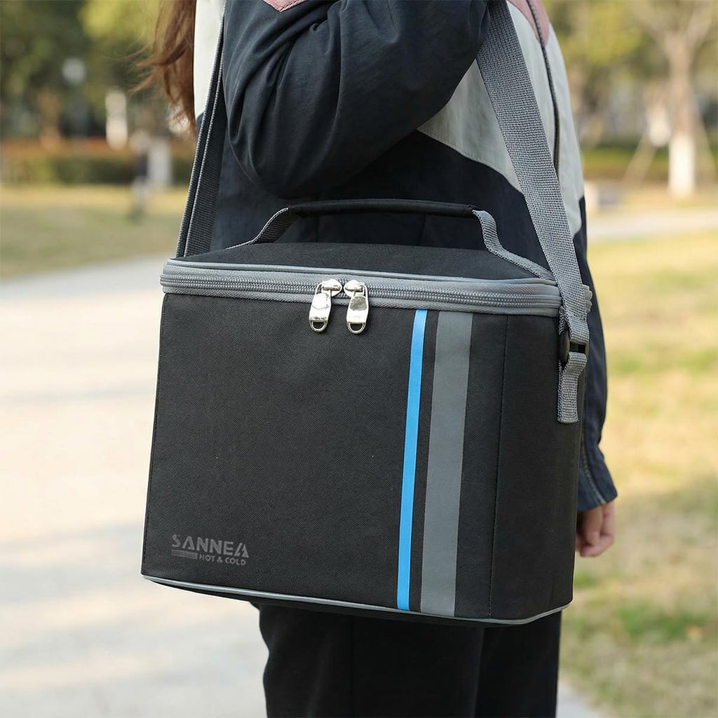 Lunch Bag, 6L Insulated Lunch Box by hanso, Thermal Food Cooler Tote, Waterproof Leakproof Storage Bag for Hot and Cold Meals, Work, School, Picnic, Travel, BB-568 (Black/Blue) - image 5