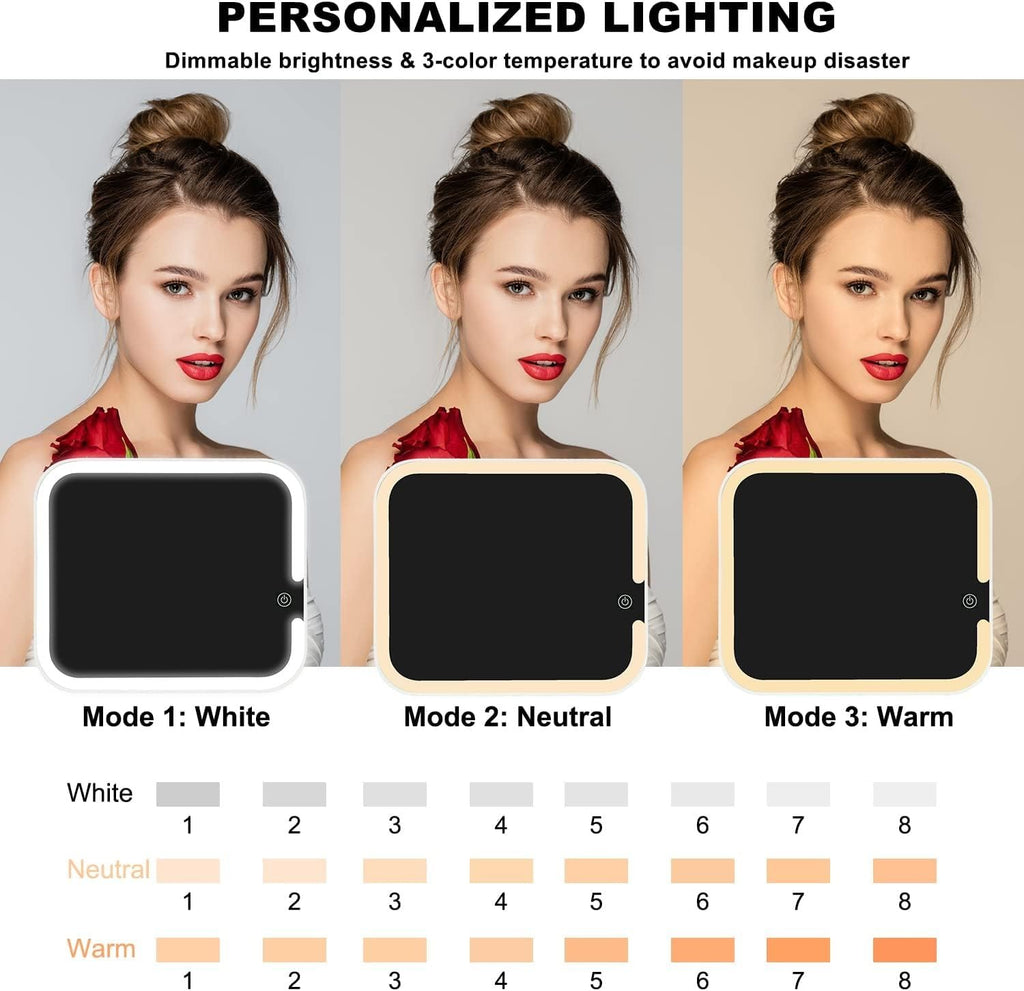 Makeup Bag with LED Mirror, Travel Cosmetic Case with 3 Light Modes, Adjustable Dividers and Water-Resistant Organizer Box for Women and Girls, X-494, Black - image 5
